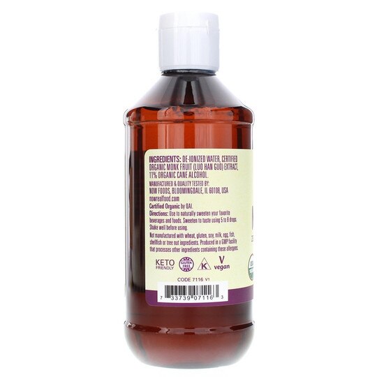 Organic Monk Fruit Liquid Sweetener, NOW